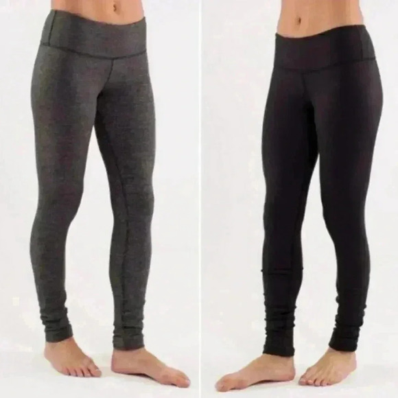 Lululemon reversible black stripe grey leggings full length size 4 - Picture 1 of 8